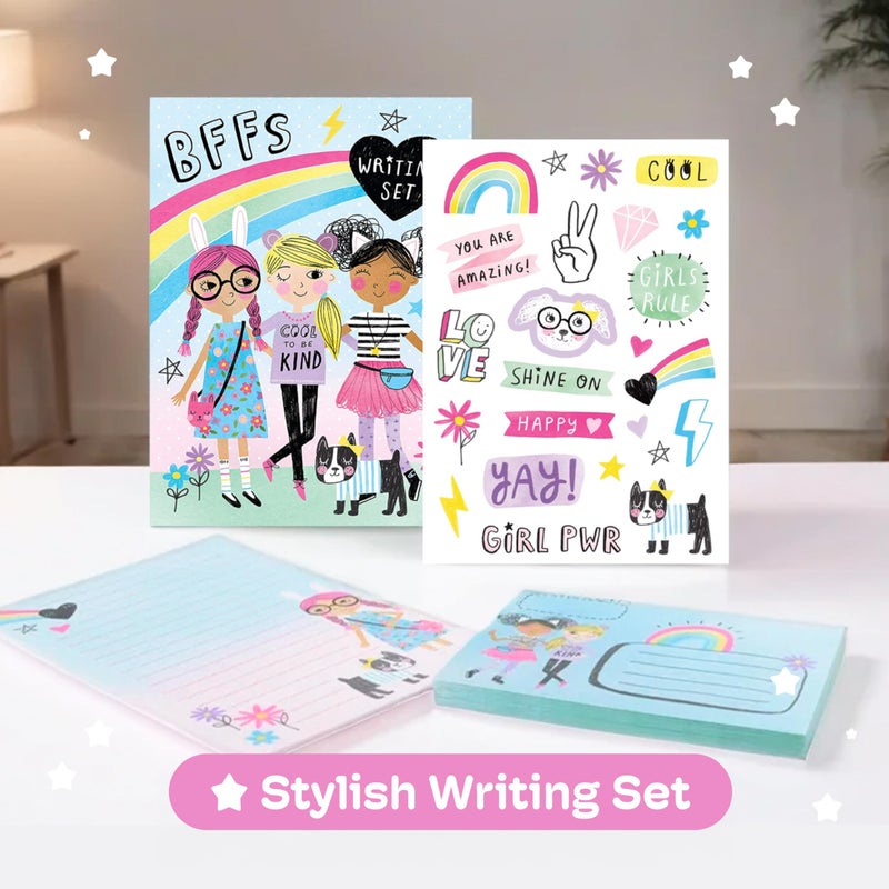 JewelKeeper Cute Stationary Set for Girls by Jewelkeeper - 30 Sheets Stationary Letter Paper with 20 Envelopes, Stickers, and Seals - Fun Rainbow Design Letter Writing Kit for Kids - Cool Girls Stationery Set - Image 2
